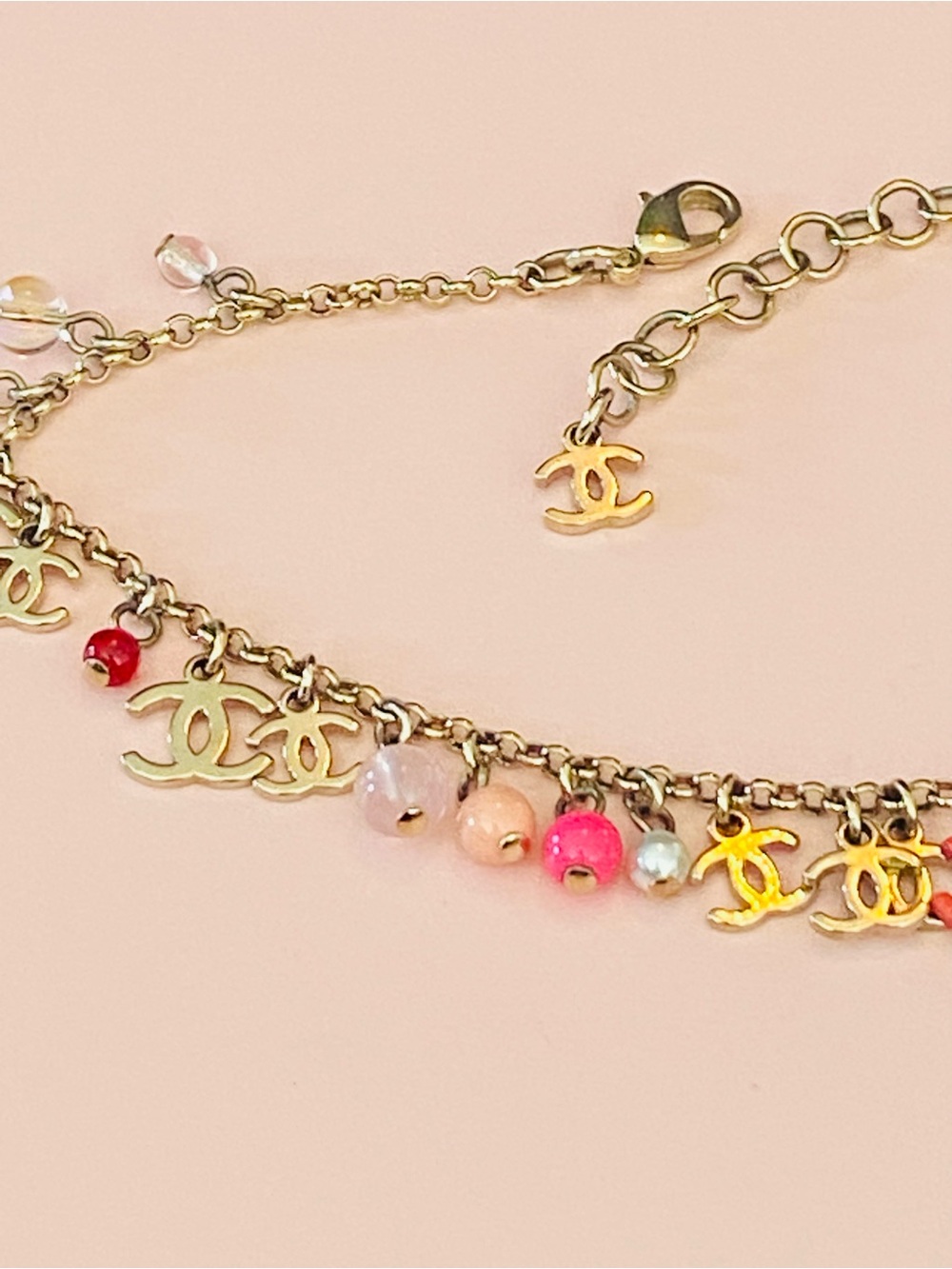 🛍️CHANEL Authentic 2004 Gold-Tone CC Charm Anklet/Bracelet w Original Packaging